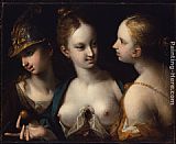 Hans von Aachen Pallas Athena, Venus and Juno painting